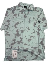 FJ Footjoy Polo Shirt Mens Large Gray Camouflage Golf Performance Tennis