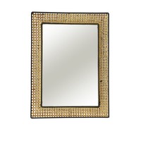 Wandspiegel HäNgespiegel Dekospiegel Badspiegel Rattan Look Schwarz/Gold 50X40Cm