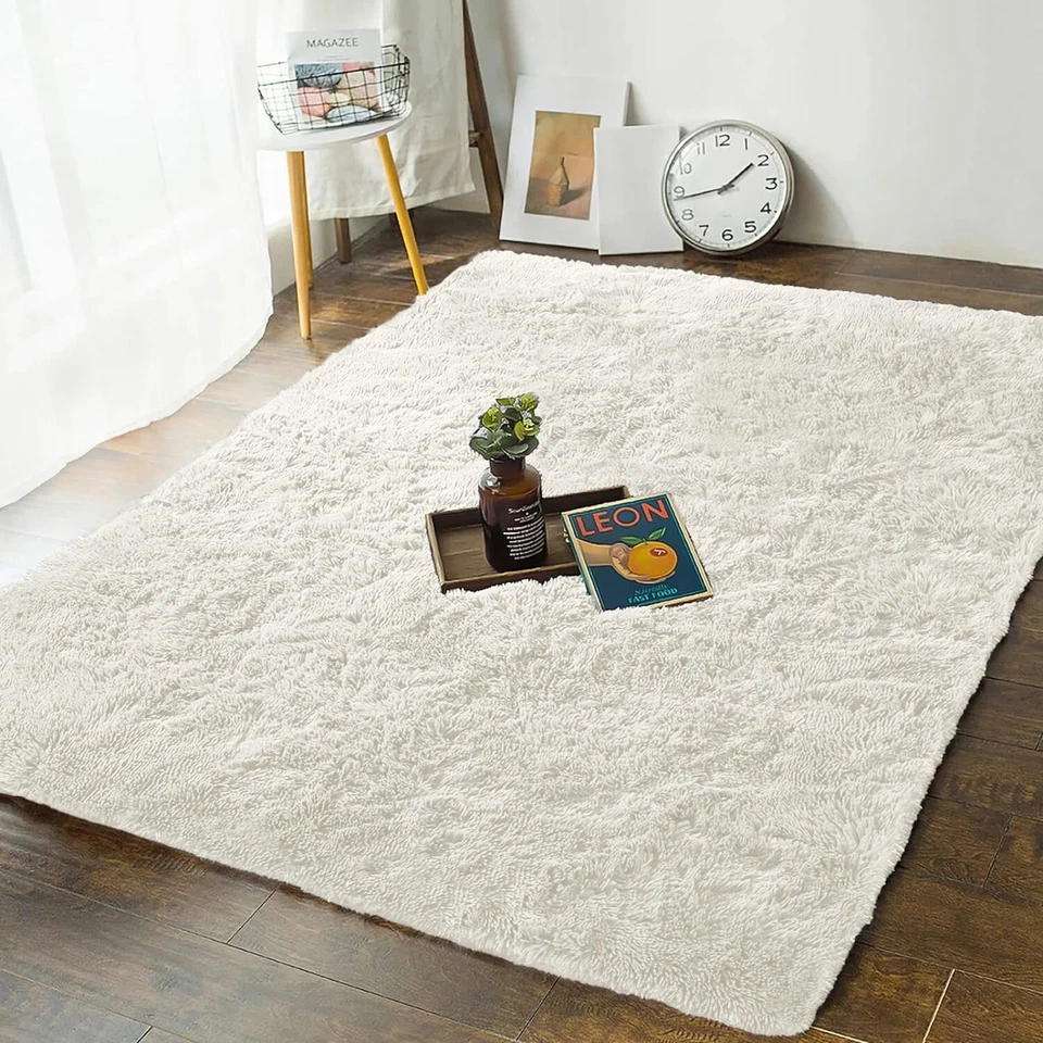 Shaggy Fluffy Area Rug Anti Skid Living Room Bedroom Carpet Ultra Soft Floor Mat - Image 4 of 4