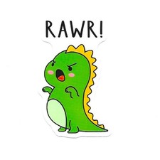Dinosaur Rawr Vinyl Sticker Cute Green T-rex Kawaii Monster Funny Dino Dinosaur Rawr Vinyl Sticker Cute Green T-rex Kawaii Monster Funny Dino
