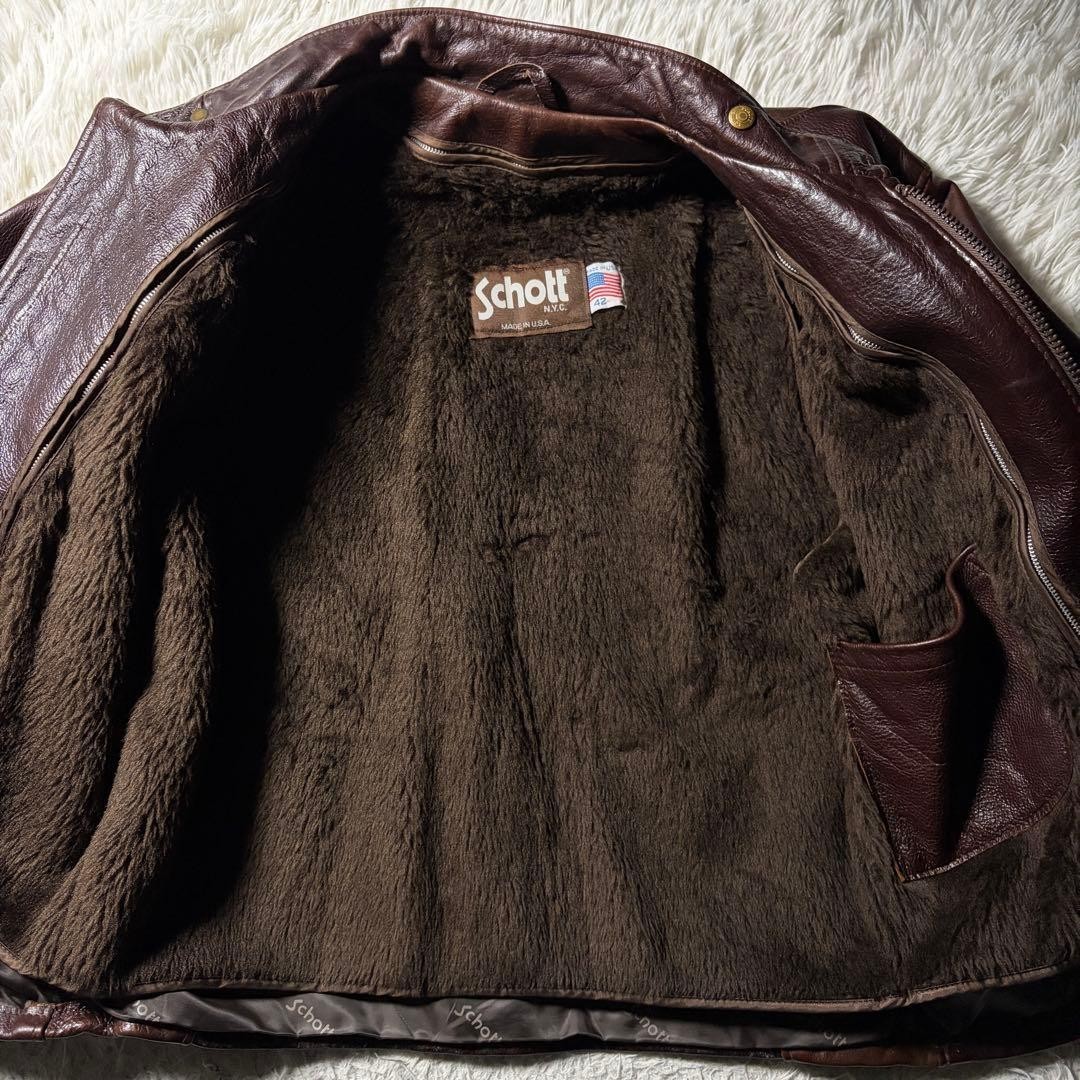 【米国製】schott ライダースジャケット A641VS 本革　赤茶　42 SCHOTT NYC A641VS Leather Riders Jacket Brown Red Size 42 Made In
