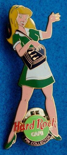 OSAKA JAPAN SEXY GREEN SERVER UNIFORM PIN COLLECTOR GIRL SERIES Hard Rock Cafe