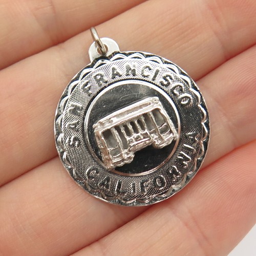925 Sterling Silver Vintage ASCO "San Francisco California" Cable Car Pendant - 第 1/6 張圖片