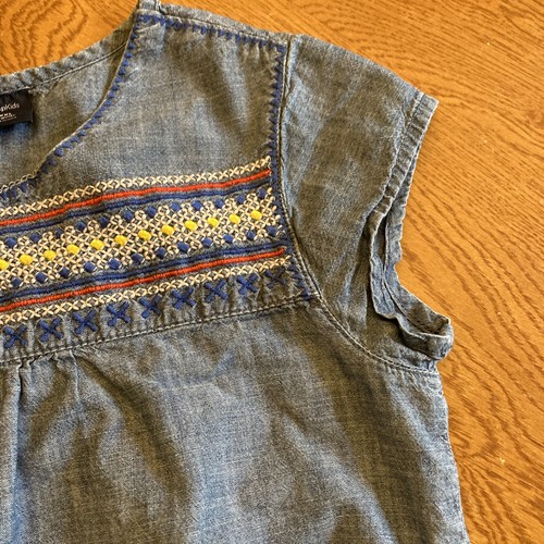 gap kids girls chambray romper size XXL emroidered boho demin shorts jump suit - Picture 5 of 15