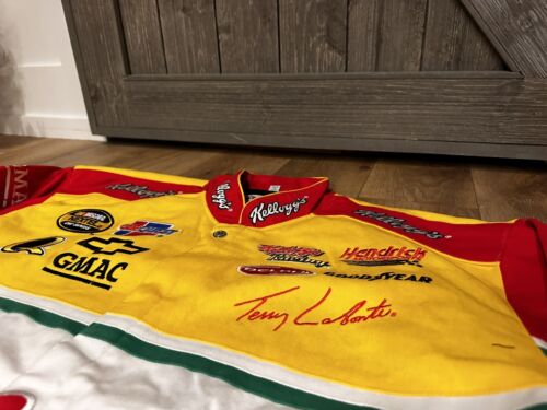NASCAR VINTAGE KELLOGG’S TERRY LABONTE JEFF HAMILTON LEATHER MENS XL JACKET - Picture 3 of 9