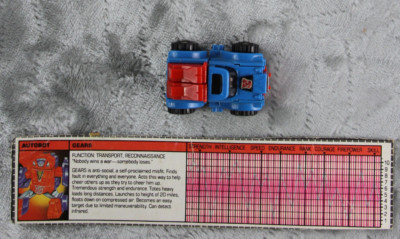 Transformers Autobot Gears Original 1984 First Generation G1 toy NOT A RE-ISSUE!