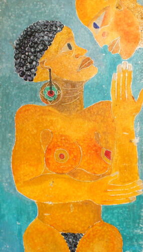VINTAGE ABSTRACT OIL PAINTING NUDE WOMAN PORTRAIT SIGNED