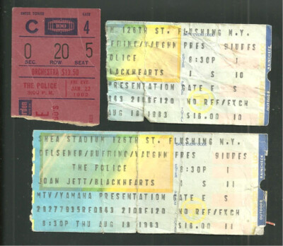 3 The Police Ticket Stubs MSG Madison Square Garden & Shea Stadium 1982 ...