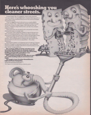 1972 PRINT AD Investor Owned Electric Light & Power Co Anthropomorhic Vacuum