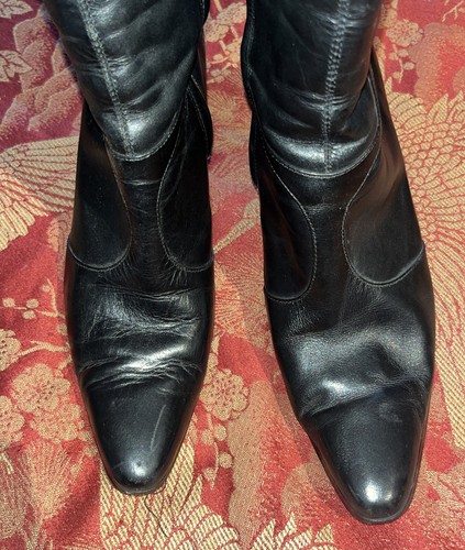 Ann Klein 2 Tall Calf Leather Black Boots 8.5 - Picture 5 of 15