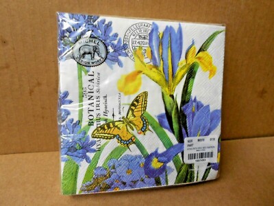 Michel Design Works HYACINTH IRIS 20 Paper Cocktail Napkins 3-Ply 5'' x 5''