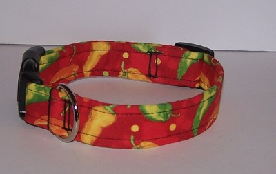 Wet Nose Designs Muy Caliente Hot Peppers Dog Collar Orange Green Southwestern