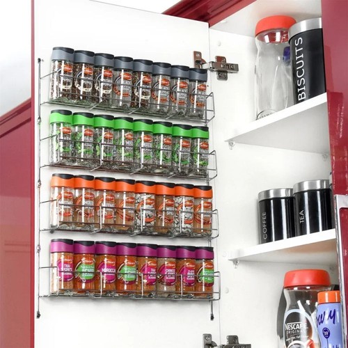 3/4/5/6 Tier Spice Herb Jar Rack Holder for Kitchen Door Wall Cupboard Storage - Picture 18 of 33