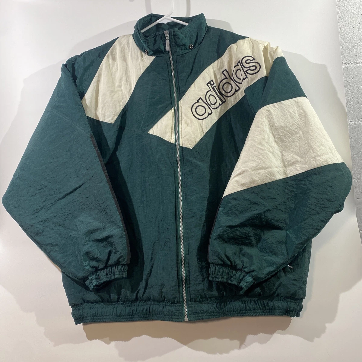 Adidas Coat XXL VINTAGE 90s Color Block Winter Jacket Green And White | eBay