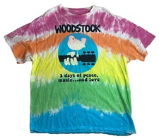 Liquid Blue Woodstock Rainbow Tie Dye T Shirt 3 Days of Peace Music & Love 2XL