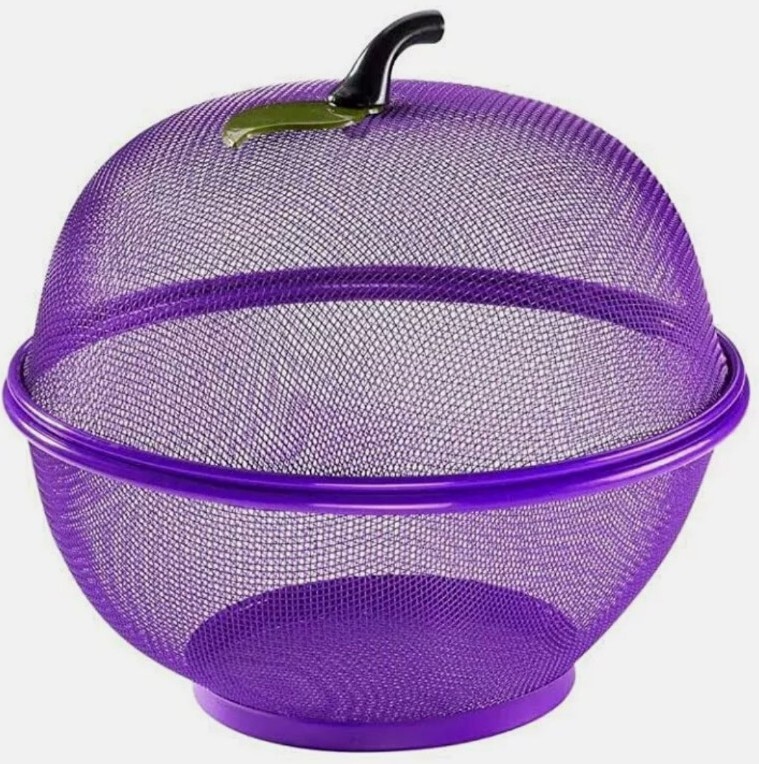 Apple Shape Mesh FRESH FRUITS Storage Basket Keep Flies & Insects Out   Purple