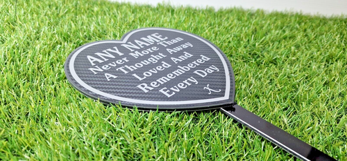 Heart Shape Memorial Gift Plaque Grave Marker with Stake Personalised Any Name - Picture 3 of 4
