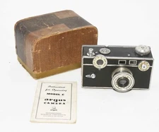 Very RARE Vintage Argus C Film Rangefinder Camera, Orig. Box & Inst.Book