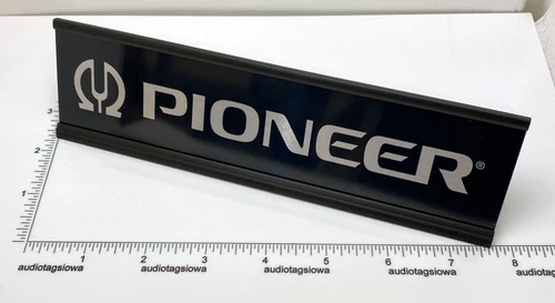 Pioneer Logo Desk Sign - Custom Black & Silver Aluminum - product listing photo