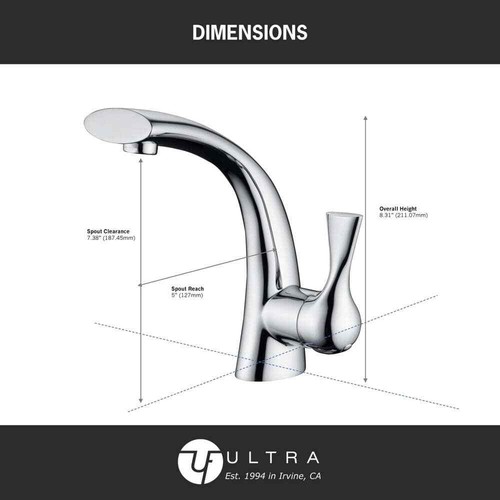 Ultra UF35113 Single Handle And Hole Lavatory Faucet With Pop Up Assembly - Picture 4 of 6