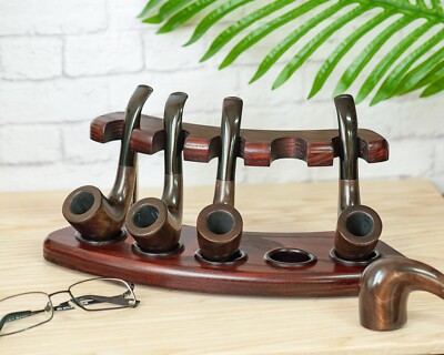 Stand for wooden five pipes Rack handmade for smoking tobacco Holder for 5 bowls