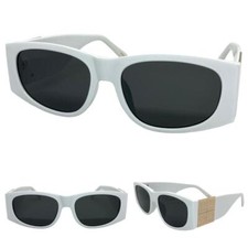 Classy Elegant Vintage Retro Style SUN GLASSES Thick White Frame Dark Tint Lens