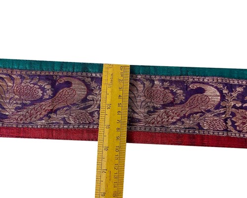 Indian Vintage Brocade Trim Craft Ribbon,Bollywood Style Brocade Saree Border - Picture 6 of 7