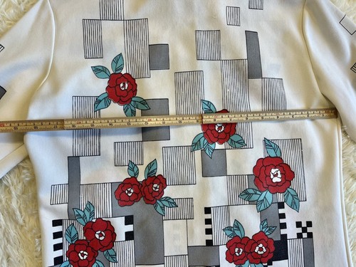 Vintage Women’s Double Knit 80s Floral Print Button Up Long Sleeve Top Sz Medium - Picture 6 of 6
