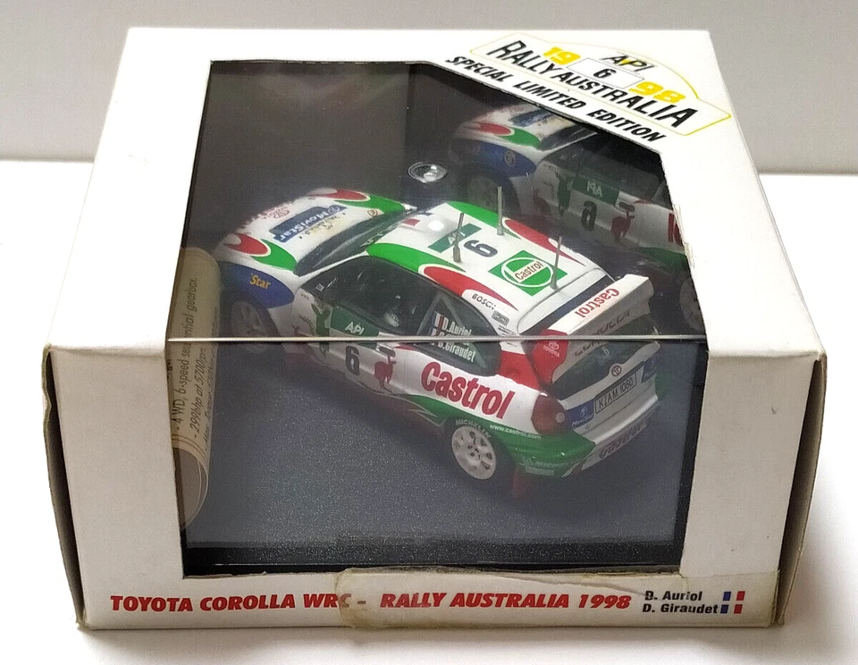 VITESSE 1:43 AUTO TOYOTA COROLLA WRC AUSTRALIA RALLY 1998 # 6 D. AURIOL V98206 - Immagine 2 di 2