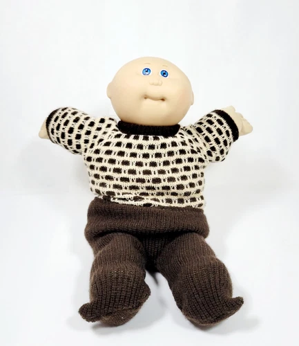 Cabbage Patch Kid Doll 1978 1982 Baby Bald Blue Eyes signed handmade clothes