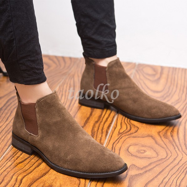 Mens Leather Suede Pointy Toe Fashion Summer Pull On Chelsea Ankle Boots Shoes Mens Leather Suede Pointy Toe Fashion Summer Pull On Chelsea Ankle Boots Shoes