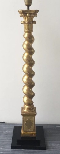 Antique Lamp Carved Gilt Wood Spiral Column French C. 1780 - Picture 5 of 11