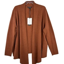 41 Hawthorn Women's Leena Open Drape Orange Spice Cashmere Sweater Sz 3X