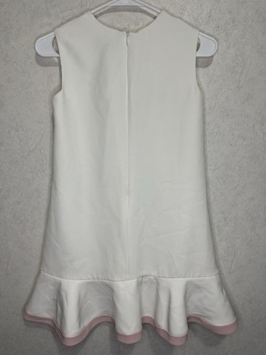 VICTORIA BECKHAM Target Floral Cream Mini Shift Dress Satin Ruffle Large - Picture 2 of 8
