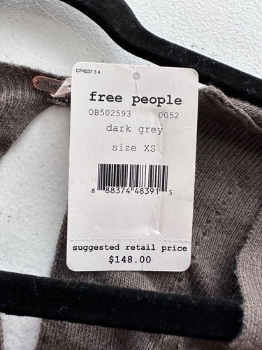 Free People Sweater Dress Cozy Nights Womens XS Gray V Neck Knit Open Back NWT - Picture 7 of 9