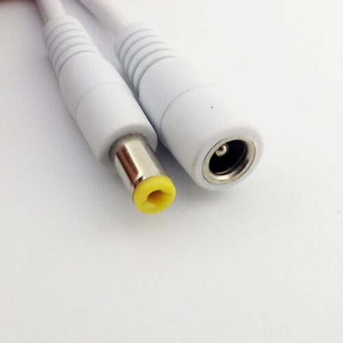 DC Power CCTV 5.5mm x 2.1mm Female To Male Plug Adapter Extension Cable White 3m - Picture 3 of 5