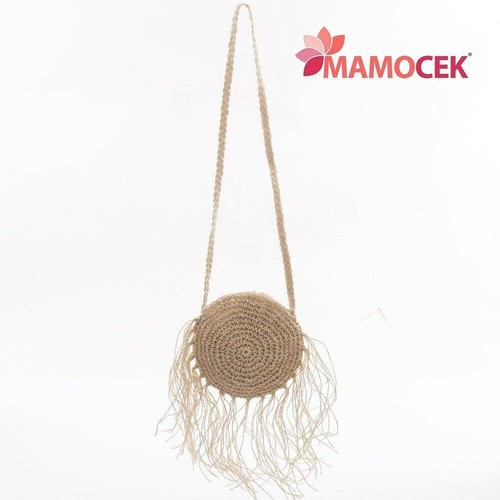 BORSA Donna paglia cartapaglia tracolla tonda d.18 naturale mare viaggio |  eBay