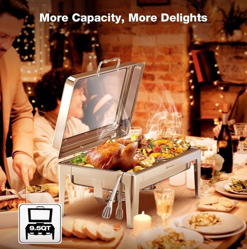 Ensemble buffet de plats à frotter 9,5QT, plats à frotter rectangulaires pour buffet (B143) - Photo 6/8