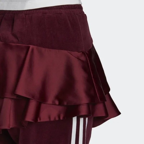 NWT J KOO Adidas TRACK PANTS ruffles velour Maroon Size M FT9894 $110 - Picture 4 of 6