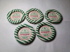 Vintage Milk Caps Lot of 5 New Waxed Paper Bottle Lids Lynworth Farms Fulton Ny