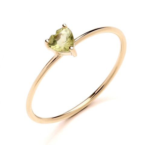 9ct Yellow Gold Peridot Heart Solitaire Ring size J to S - AUGUST BIRTHSTONE - Picture 6 of 6