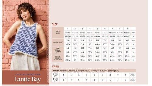 LANTIC BAY Flared Cotton Vest - Knitting Pattern - ROWAN Handknit Cotton DK - Picture 3 of 10