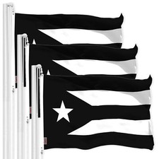 G128 3 Pack Puerto Rico Black White Puerto Rican PR Flag 3x5 Ft 150D Polyester