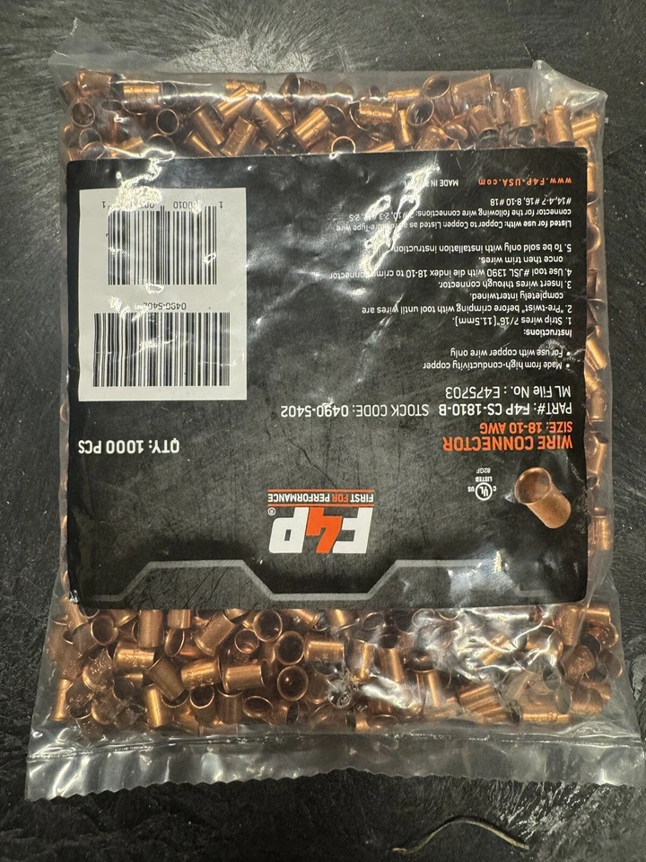 Оптовый медный обжимной разъем 500 штук 18-10awg - Изображение 2 из 3