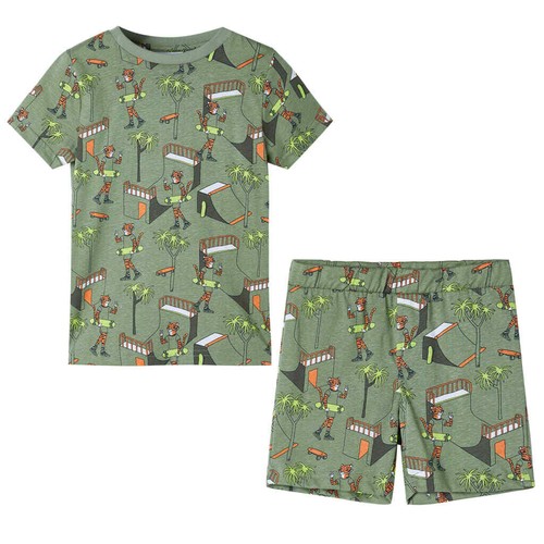 Kinderpyjama Kurzen Ärmel Tiger Baum Pyjama Set Kinder Schlafanzug Helles Khaki Kinderpyjama Kurzen Ärmel Tiger Baum Pyjama Set Kinder Schlafanzug Helles Khaki