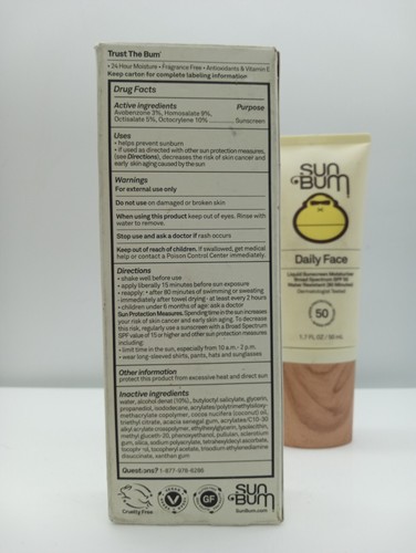 2er-Pack Sunbum Täglich Gesicht Flüssiger Sonnenschutz Breitspektrum LSF 50 1,7 Oz. - Bild 2 von 3