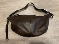 Sergio Rossi Brown Leather Horseshoe Hobo Bag Purse