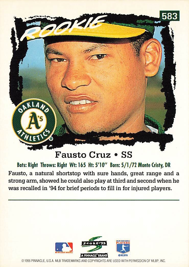 1995 Score #583 Fausto Cruz Oakland Athletics | eBay