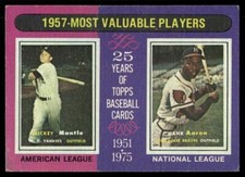 1975 Topps #195 1957 MVPs (Mickey Mantle / Hank Aaron) Baseball Card