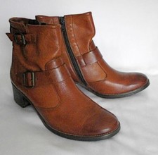 Paul Green Women&#039;s Munich Brown Leather Ankle Boots Handmade Size 7 U.s. (uk 5)